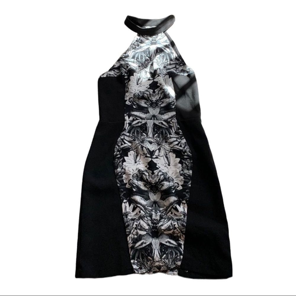 SILENCE + Noise black white choker collar halter style dress Size 0 side zipper
